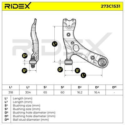 Querlenker RIDEX 273C1531 273C1531 - foto 7