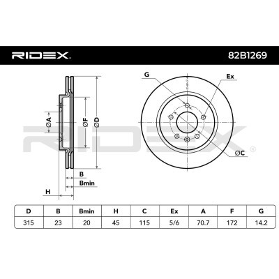 Bremsscheibe RIDEX 82B1269 82B1269 - foto 7