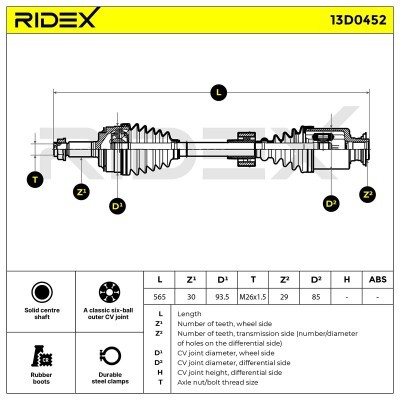 Antriebswelle RIDEX 13D0452 13D0452 - foto 7