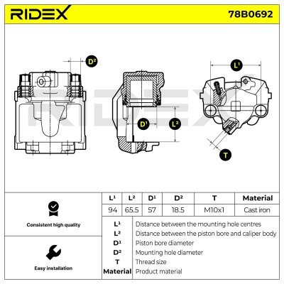 Bremssattel RIDEX 78B0692 78B0692 - foto 3