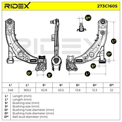 Querlenker RIDEX 273C1605 273C1605 - foto 8