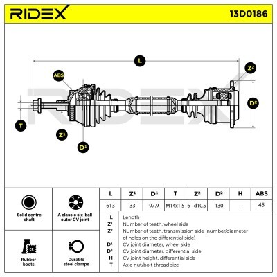 Antriebswelle RIDEX 13D0186 13D0186 - foto 7