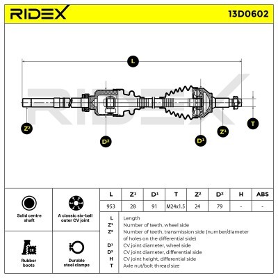 Antriebswelle RIDEX 13D0602 13D0602 - foto 7