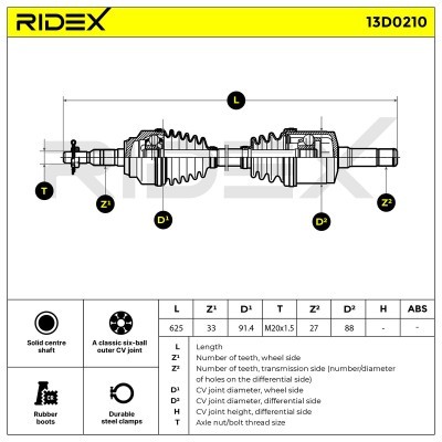 Antriebswelle RIDEX 13D0210 13D0210 - foto 4