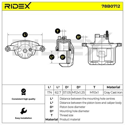 Bremssattel RIDEX 78B0712 78B0712 - foto 5