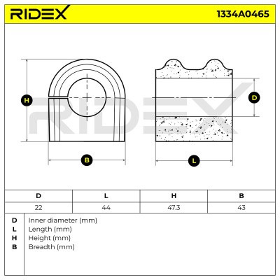 Lagerung, Stabilisator RIDEX 1334A0465 1334A0465 - foto 4