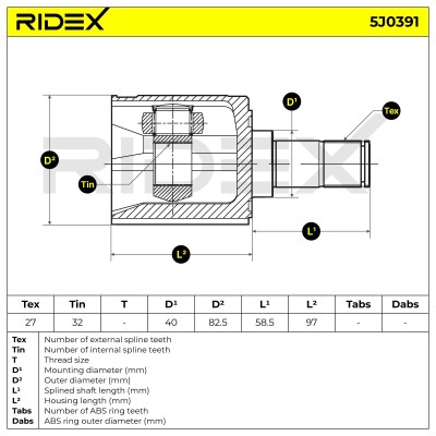 Gelenksatz, Antriebswelle RIDEX 5J0391 5J0391 - foto 6