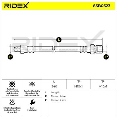 Bremsschlauch RIDEX 83B0523 83B0523 - foto 6