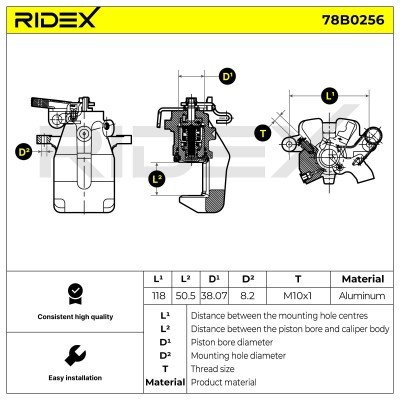 Bremssattel RIDEX 78B0256 78B0256 - foto 2