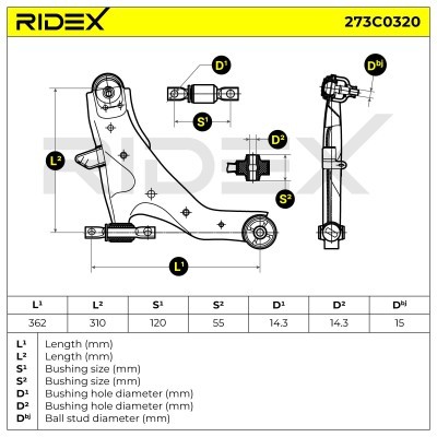 Querlenker RIDEX 273C0320 273C0320 - foto 5