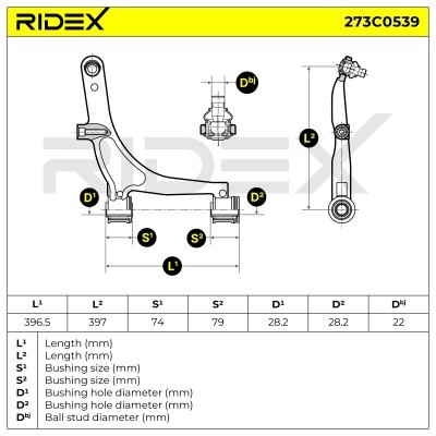 Querlenker RIDEX 273C0539 273C0539 - foto 6