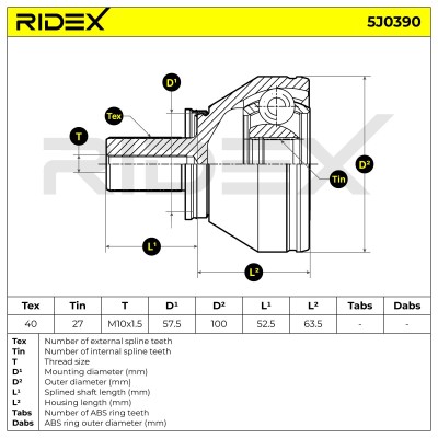 Gelenksatz, Antriebswelle RIDEX 5J0390 5J0390 - foto 6
