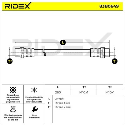 Bremsschlauch RIDEX 83B0649 83B0649 - foto 5