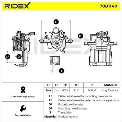 Bremssattel RIDEX 78B1140 78B1140 - foto 5