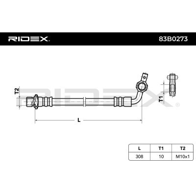 Bremsschlauch RIDEX 83B0273 83B0273 - foto 3