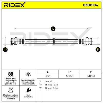 Bremsschlauch RIDEX 83B0194 83B0194 - foto 3