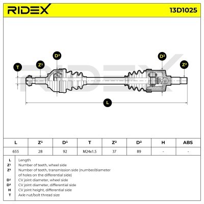 Antriebswelle RIDEX 13D1025 13D1025 - foto 7