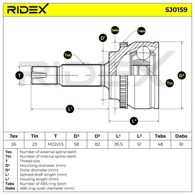 Gelenksatz, Antriebswelle RIDEX 5J0159 5J0159 - foto 7