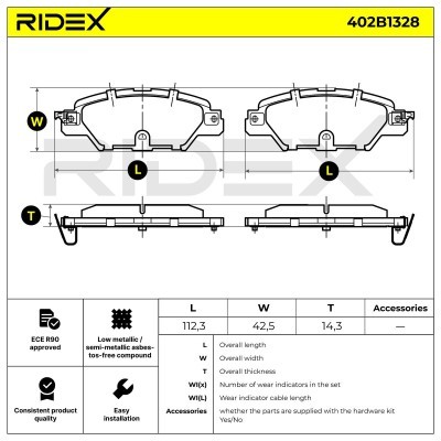 Bremsbeläge Satz RIDEX 402B1328 402B1328 - foto 6