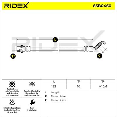 Bremsschlauch RIDEX 83B0460 83B0460 - foto 6