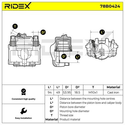 Bremssattel RIDEX 78B0424 78B0424 - foto 4