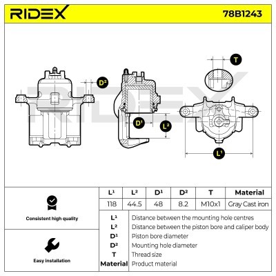 Bremssattel RIDEX 78B1243 78B1243 - foto 6