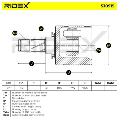 Gelenksatz, Antriebswelle RIDEX 5J0915 5J0915 - foto 6