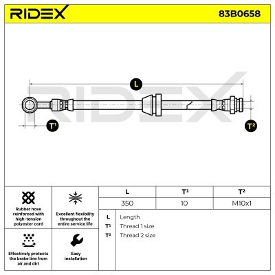 Bremsschlauch RIDEX 83B0658 83B0658 - foto 7