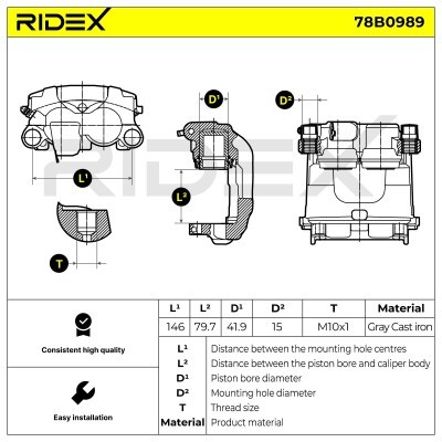 Bremssattel RIDEX 78B0989 78B0989 - foto 6