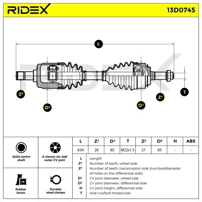 Antriebswelle RIDEX 13D0745 13D0745 - foto 6