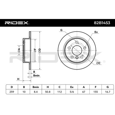 Bremsscheibe RIDEX 82B1453 82B1453 - foto 5