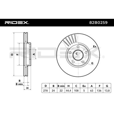 Bremsscheibe RIDEX 82B0259 82B0259 - foto 5