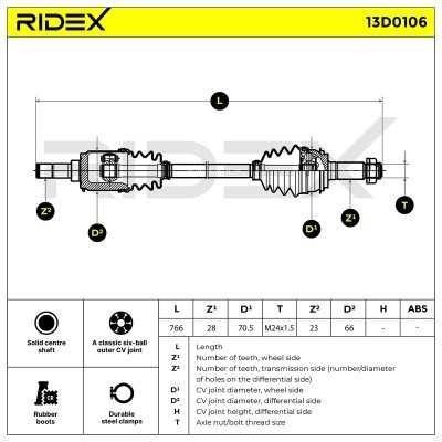 Antriebswelle RIDEX 13D0106 13D0106 - foto 5