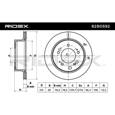 Bremsscheibe RIDEX 82B0592 82B0592 - foto 6