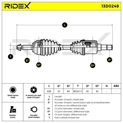 Antriebswelle RIDEX 13D0248 13D0248 - foto 5