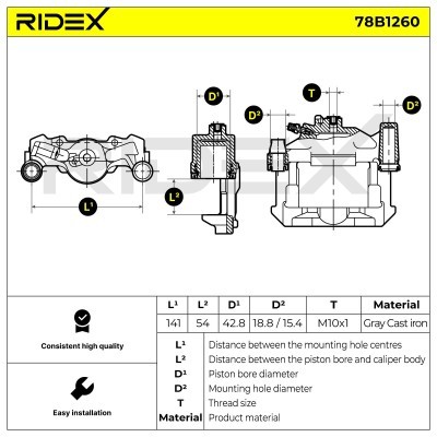 Bremssattel RIDEX 78B1260 78B1260 - foto 7