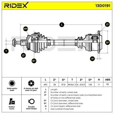 Antriebswelle RIDEX 13D0191 13D0191 - foto 5
