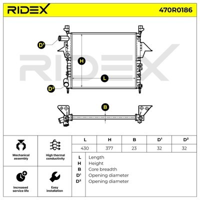 Kühler, Motorkühlung RIDEX 470R0186 470R0186 - foto 2