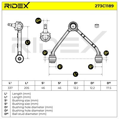 Querlenker RIDEX 273C1189 273C1189 - foto 7