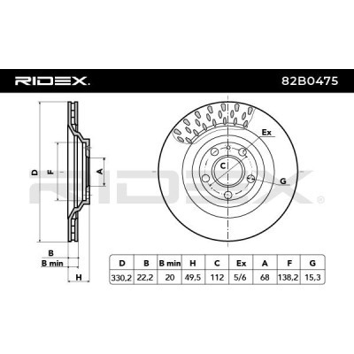 Bremsscheibe RIDEX 82B0475 82B0475 - foto 3