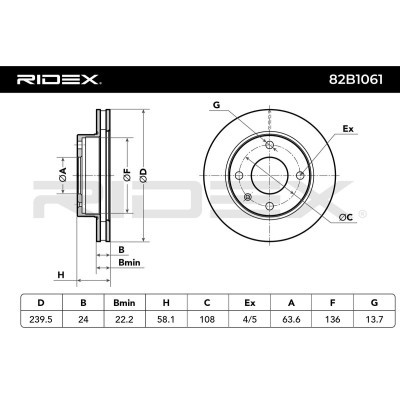Bremsscheibe RIDEX 82B1061 82B1061 - foto 8