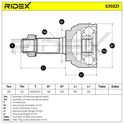 Gelenksatz, Antriebswelle RIDEX 5J0221 5J0221 - foto 5