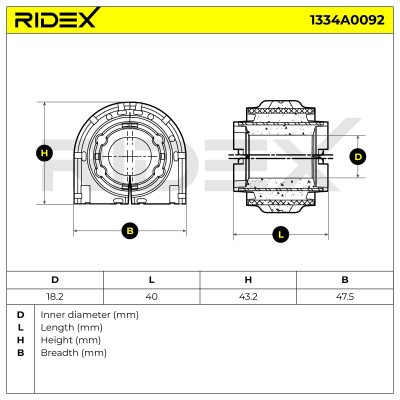 Lagerung, Stabilisator RIDEX 1334A0092 1334A0092 - foto 6