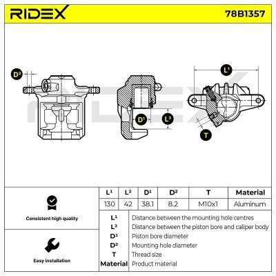 Bremssattel RIDEX 78B1357 78B1357 - foto 6