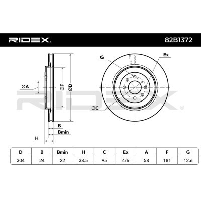 Bremsscheibe RIDEX 82B1372 82B1372 - foto 6