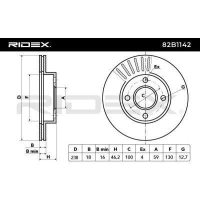 Bremsscheibe RIDEX 82B1142 82B1142 - foto 3