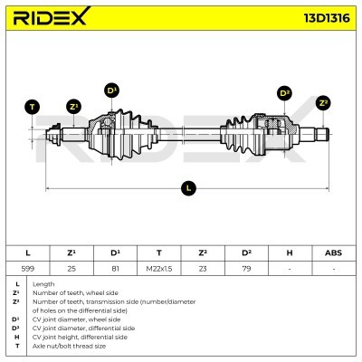 Antriebswelle RIDEX 13D1316 13D1316 - foto 7