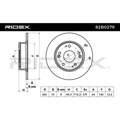 Bremsscheibe RIDEX 82B0279 82B0279 - foto 3
