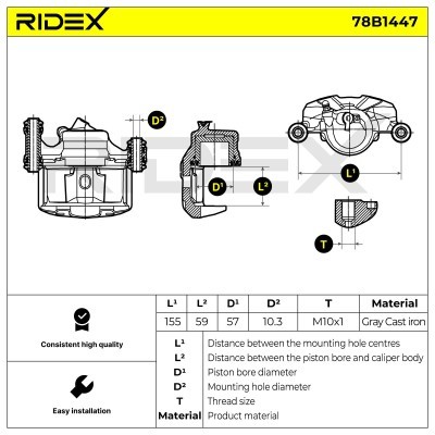 Bremssattel RIDEX 78B1447 78B1447 - foto 7