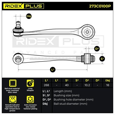 Querlenker RIDEX 273C0100P 273C0100P - foto 7